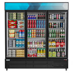 image of Koolmore MDR-3GD-63C 70" 3-Section Merchandiser Refrigerator, 56 cu. ft.