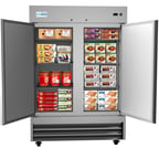 image of Koolmore RIF-2D-SS 54" Two Section Reach-In Freezer w/ 2 Solid Doors, 47 cu ft.