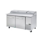 image of Kool-It KPT-67-2 67" Two Section Refrigerated Pizza Prep Table w/ 2 Doors, 20.2 cu. ft.