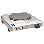 image of Cadco KR-S2 11-1/2" Electric Countertop Hotplate w/ (1) Solid Burner, Stainless Steel, Infinite Controls, 1.5 kW, 120v