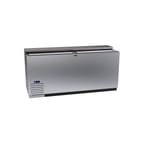 image of Krowne BC72-SS 72" Stainless Steel Flat Top Bottle Cooler w/ 2 Sliding Lids, 4 Divider Racks