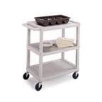 image of Lakeside 2000 3-Shelf Beige Plastic Utility Cart - 32-1/2"W x 17-1/8"D x 34-7/8"H