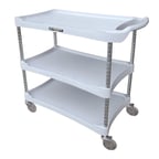 image of Lakeside 2509 Gray Plastic 3 Shelf Bus / Utility Cart - 36"W x 18-1/2"D x 33-3/4"H
