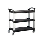 image of Lakeside 2512 Medium Duty Charcoal Plastic 3-Shelf Utility Cart - 20" x 42" x 37 1/2"