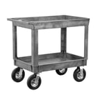 image of Lakeside 2523P Gray Plastic Deep Well 2-Shelf Utility Cart w/ Pneumatic Casters 