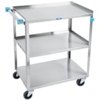 image of Lakeside 322 Stainless Steel 3-Shelf Utility Cart w/ 300 lb. Capacity