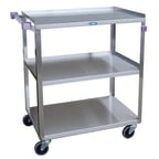 image of Lakeside 322A Stainless Steel 3-Shelf Light Duty Utility Cart w/ 300 lb. Capacity