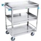 image of Lakeside 526 31" 3-Shelf Stainless Steel Medium Duty Guard Rail Utility Cart
