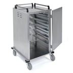 image of Lakeside 5510 Stainless Steel 6 Tray Enclosed Meal Delivery Cart w/ 1 Door, 1 Compartment 