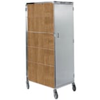 image of Lakeside 652 Stainless Steel 20 Tray Compact 1 Door Meal Delivery Cart w/ Vinyl Laminate Panels
