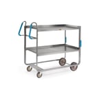 image of Lakeside 7140 50" Stainless Steel 2-Shelf Ergo-One® Utility Cart w/ Shelf Size 24" x 42"