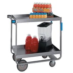 image of Lakeside 727 38" Heavy Duty Deep 2 Shelf Utility Cart w/ 19-1/4" Shelf Clearance