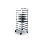 image of Lakeside 8580 10 Tray Capacity Full Height Aluminum Oval Tray Cart w/ 6" Bottom Load Slides