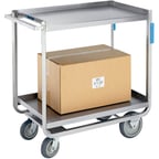 image of Lakeside 8820 36" Extreme Duty Stainless Steel 2 Shelf Utility Cart w/ 24-5/8" Shelf Clearance