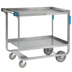 image of Lakeside 947 Tough Transport Stainless Steel 2-Shelf Utility Cart - 42" x 25-7/8" x 37-3/8"