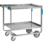 image of Lakeside 949 Tough Transport Stainless Steel 2 Shelf Utility Cart - 42" x 25-7/8" x 37-3/8"