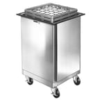 image of Lakeside 998 Stainless Steel Mobile Cup & Glass Rack Dispenser w/ Enclosed Base 