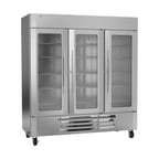 image of Victory LSF72HC-5 75" 3 Glass Door Merchandiser Freezer, Stainless Steel, 69 cu. ft.