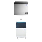 image of Manitowoc IRT0900A/D570 Air Cooled Extra-Large Cube 797 lb Ice Machine with Bin, 532 lb Storage