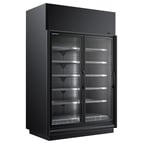 image of Master-Bilt BEL-2-30CP 67" 2 Glass Door Merchandiser Freezer in Black, Self-Contained, 54 cu. ft