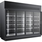 image of Master-Bilt BEL-4-30SC 122"  4 Glass Door Merchandiser Freezer in Black, Semi-Self-Contained, 107 cu. ft.