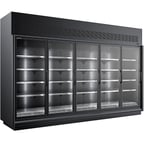 image of Master-Bilt BEL-5-30SC 153" 5 Glass Door Merchandiser Freezer in Black, Semi-Self-Contained, 133.7 cu. ft.