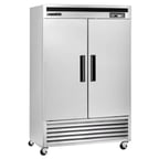image of Maxx Cold MCR-49FDHC 54" Two Section Reach-In Refrigerator w/ 2 Solid Doors, Bottom Mount, Stainless Steel, 43 cu. ft