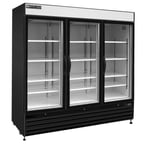image of Maxx Cold MXM3-72RBHC 81" Refrigerated Merchandiser in Black, w/ 3 Glass Door, 72 cu.ft. 