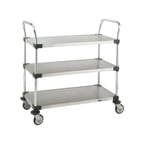 image of Metro MW205 MW Series Stainless Steel Utility Cart with 3 Solid Shelves