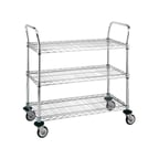 image of Metro MW704 Super Erecta MW Standard Duty Utility Cart w/ 3 Wire Shelves - 18" x 30" x 38"
