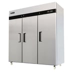 image of Migali C-3F 77" Three Section Reach-In Freezer w/ 3 Solid Doors, Top Mount, 65 cu. ft.