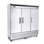 image of Migali C-3FB 81" Three Section Reach-In Freezer w/ 3 Solid Doors, Bottom Mount, 68 cu. ft.