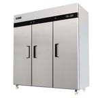 image of Migali C-3R-HC 77" Three Section Reach-In Refrigerator w/ 3 Solid Doors, Top Mount, 65 cu. ft.