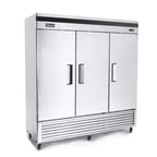 image of Migali C-3RB-HC 81" Three Section Reach-In Refrigerator w/ 3 Solid Doors, Bottom Mount, 68 cu. ft.