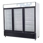 image of Migali C-72RM-HC 82" 3-Section Merchandiser Refrigerator in White, w/ Glass Door, 72.0 cu. ft.