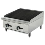 image of Migali C-CR24 24" Countertop Gas Lava Rock Charbroiler w/ (2) Burners, 70.000 BTU