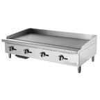 image of Migali C-G48T 48" Countertop Thermostatic Gas Griddle, 3/4" Steel Plate, 100.000 BTU