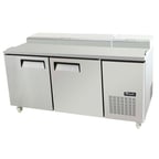 image of Migali C-PP67-HC 67" Two Section Refrigerated Pizza Prep Table w/ 2 Doors, (9) 1/3 Size Pans