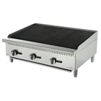 image of Migali C-RB36 36" Countertop Gas Radiant Charbroiler w/ (3) Burners, 105.000 BTU