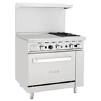 image of Migali C-RO2B-24GL-NG 36" Natural Gas Restaurant Range w/ (2) Open Burners, 24" Griddle,125.000 BTU 
