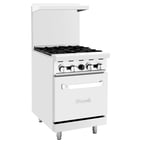 image of Migali C-RO4B-LP 24" LP Gas Restaurant Range w/ (4) Open Burners, Standard Oven, 116.000 BTU 
