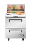 image of Migali C-SP27-8-D-HC 27" One Section Sandwich/Salad Prep Table w/ 2 Drawers, 8 Pans