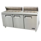 image of Migali C-SP72-18-HC 72" Two Section Sandwich/Salad Prep Table w/ 3 Doors, 18 Pans