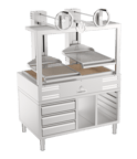 image of Mibrasa GMBMC130 50" Charcoal Parrilla Grill w/ (2) Adjustable Grills and Complete Stand Base