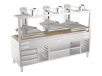 image of Mibrasa GMBMC252-3GR 99" Charcoal Parrilla Grill w/ (3) Adjustable Grills and Complete Stand Base