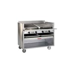 image of Magikitchn FM-SMB-624 24" Floor Gas Ceramic Briquettes Charbroiler w/ Open Cabinet, 60.000 BTU