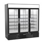 image of Beverage Air MMF72HC-5-B 75" 3 Glass Door Merchandiser Freezer in Black, 68.5 cu. ft.