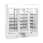image of Beverage Air MMF72HC-5-W 75" 3 Glass Door Merchandiser Freezer in White, 68.5 cu. ft.