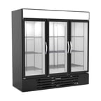 image of Beverage Air MMRF72HC-1-B-BW 75" 3 Glass Door Dual Temp Merchandiser in Black, 19.62 / 44.85 cu. ft.