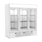 image of Beverage Air MMRF72HC-1-B-WW 75" 3 Glass Door Dual Temp Merchandiser in White, 19.62 / 44.85 cu. ft.